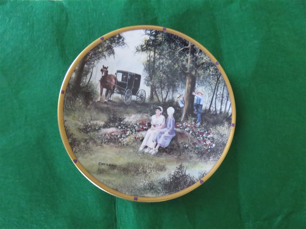 HIDE AND SEEK Plate The Plain Folk Amish Mennonite Lenox Buggy Floral Al Koenig 1